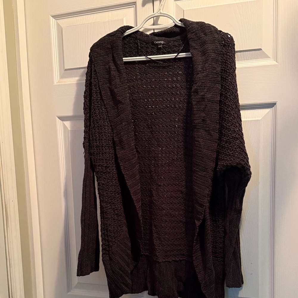 George Black Textured Open-Front Cardigan